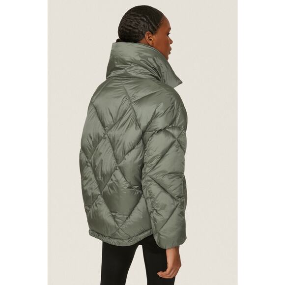 OOF Green Quilted Oversized Nylon High Neck Puffer Jacket Size XS - Picture 3 of 16